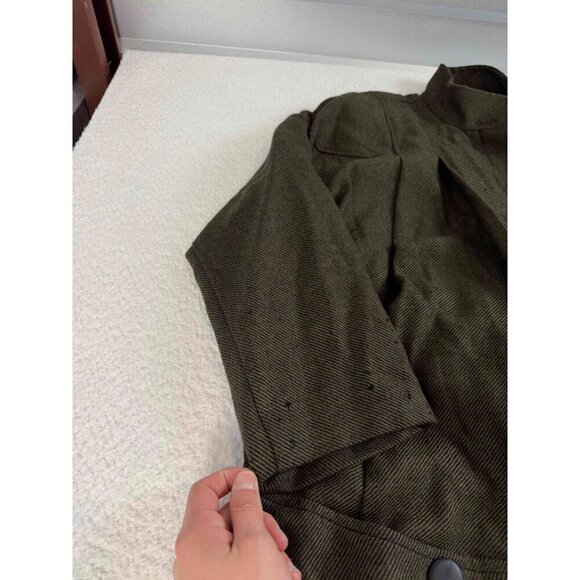 Givenchy En Plus Womens Shearing Wool‎ Button Relaxed Fit Olive Green Coat 16W - Picture 6 of 12